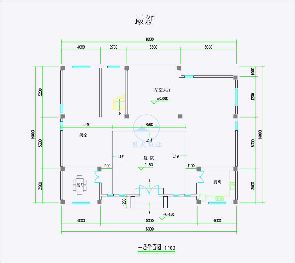 复古中式四合院自建别墅一楼原创设计图纸