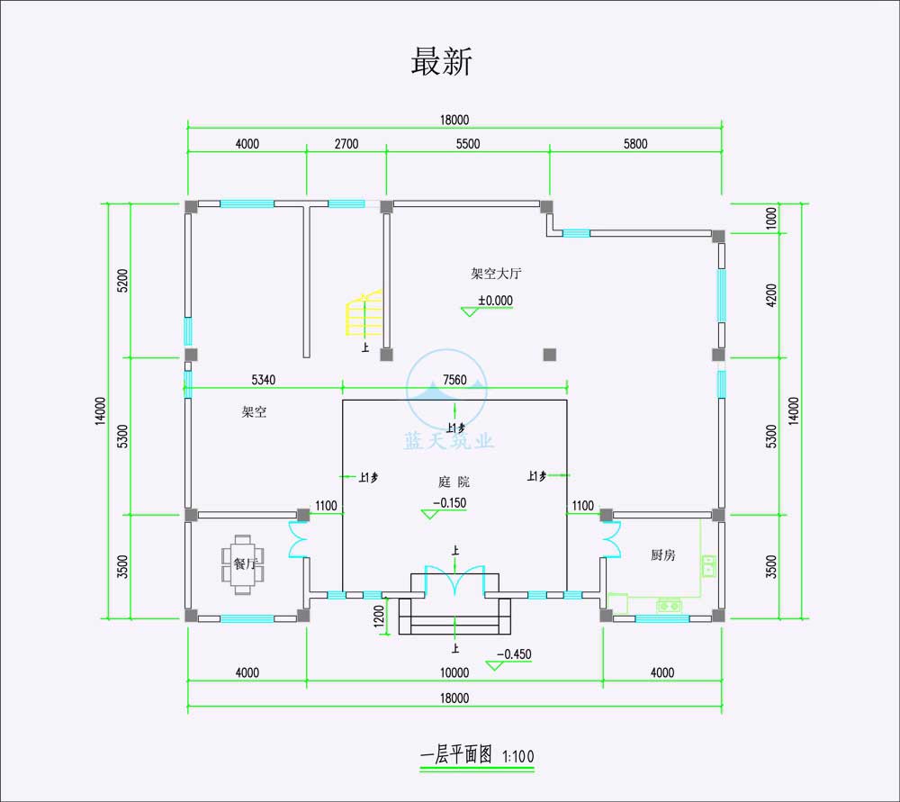  复古中式四合院自建别墅一楼原创设计图纸