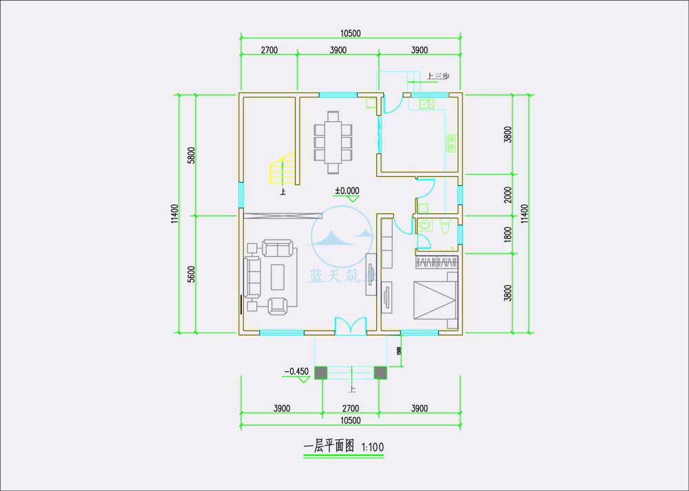 现代欧式三层自建别墅一层原创设计图纸