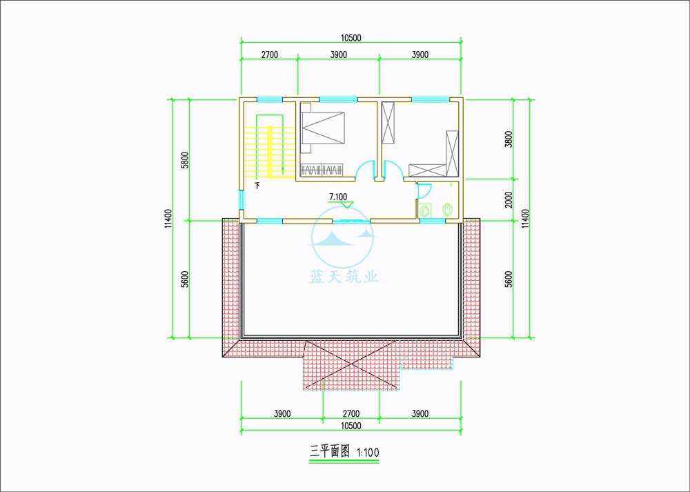 现代欧式三层自建别墅三层原创设计图纸