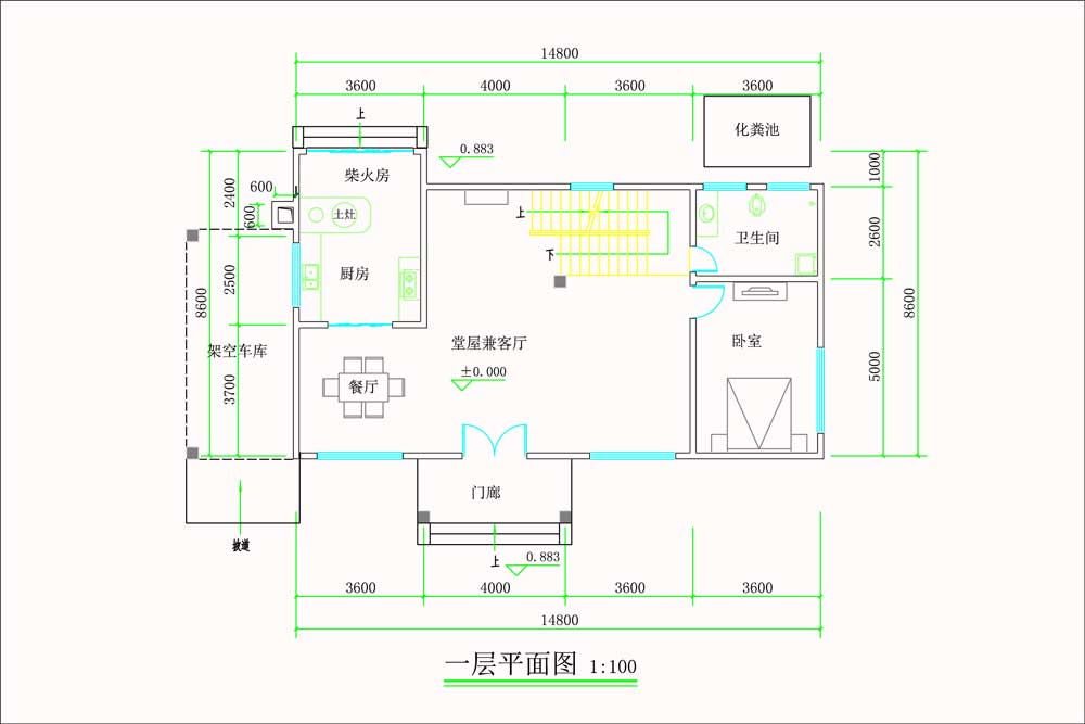 现代超前卫的双层自建别墅一楼原创设计图纸
