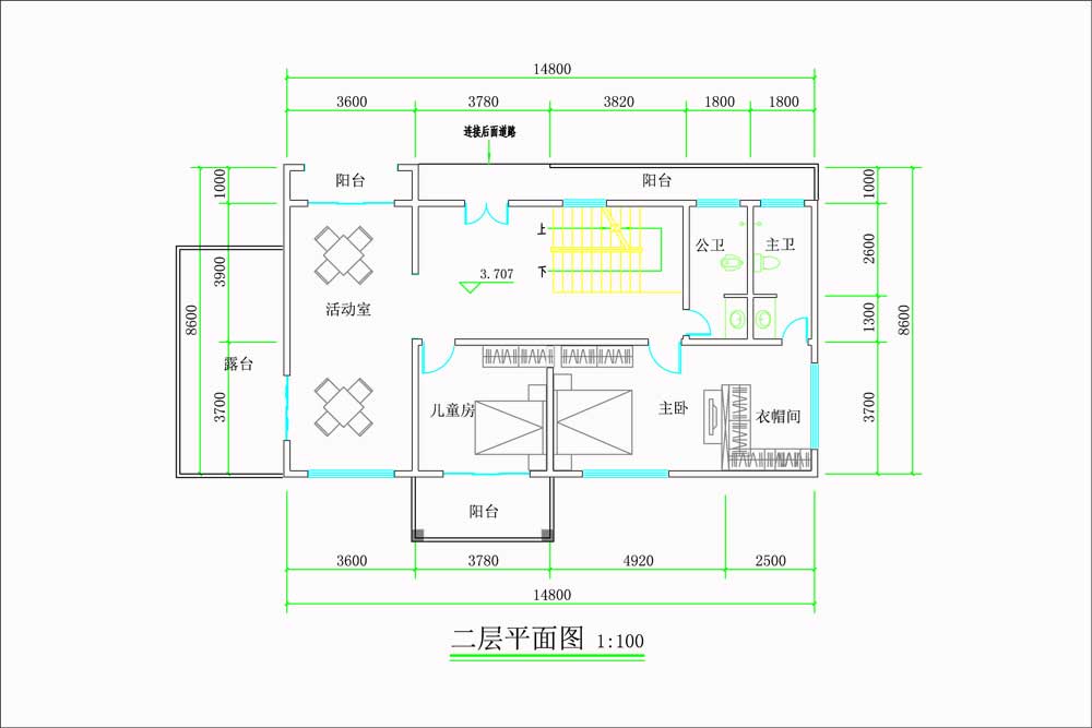  现代超前卫的双层自建别墅二楼原创设计图纸