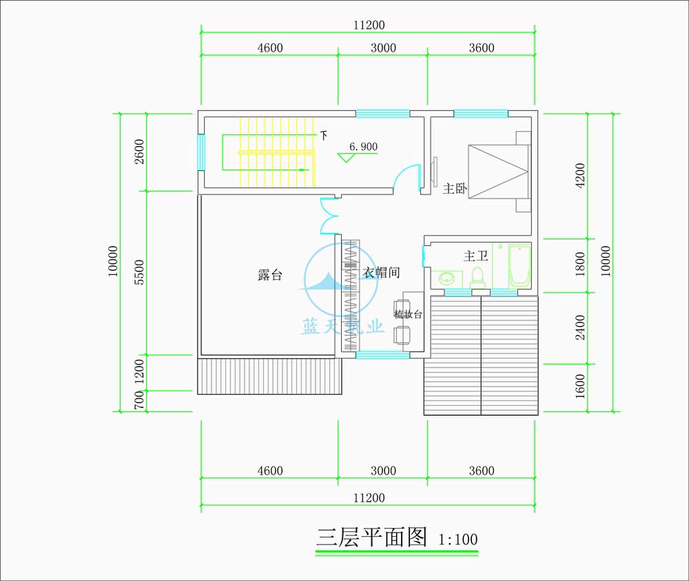 美式三层乡村风格自建别墅三楼原创设计图纸