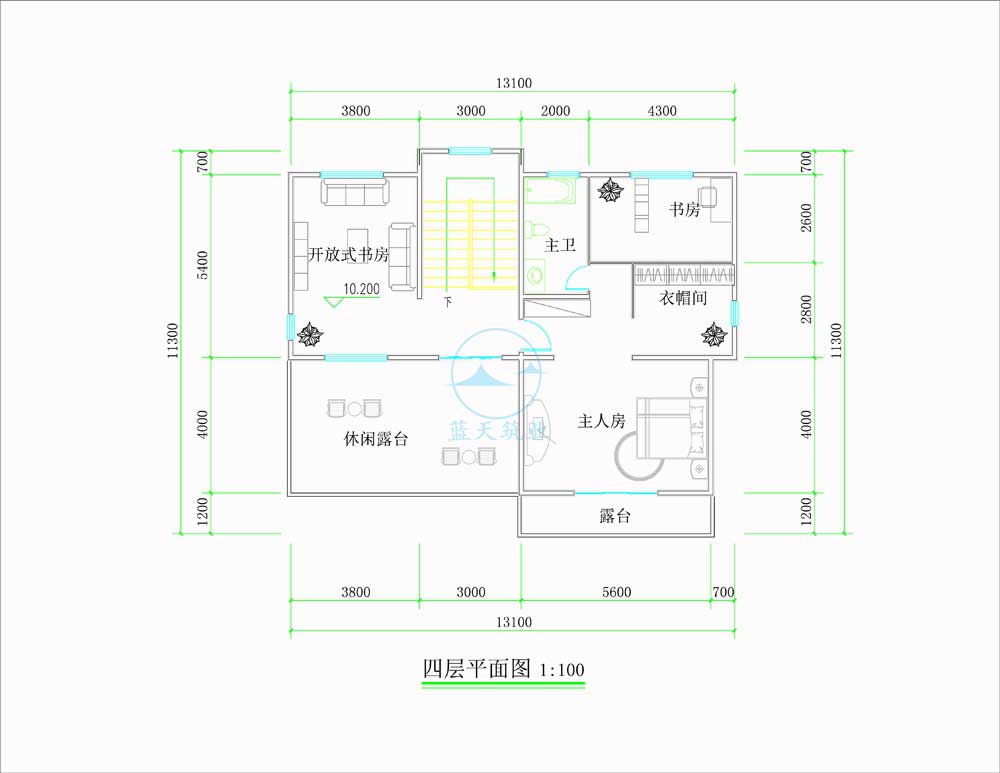 现代四层中式自建别墅四层原创设计图纸