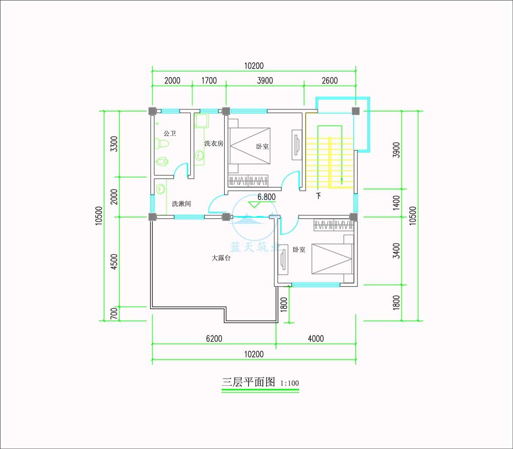 现代三层自建别墅三层原创设计图纸
