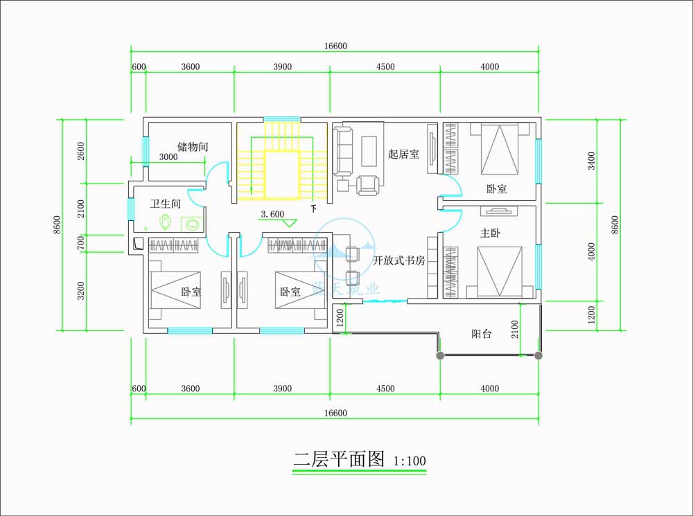 中式两层自建别墅二楼原创设计图纸