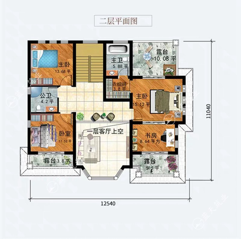 宜宾自建别墅二层平面设计图