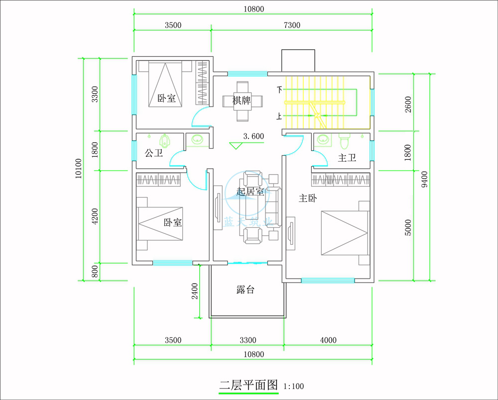 经典欧式三层自建别墅二层原创设计图纸