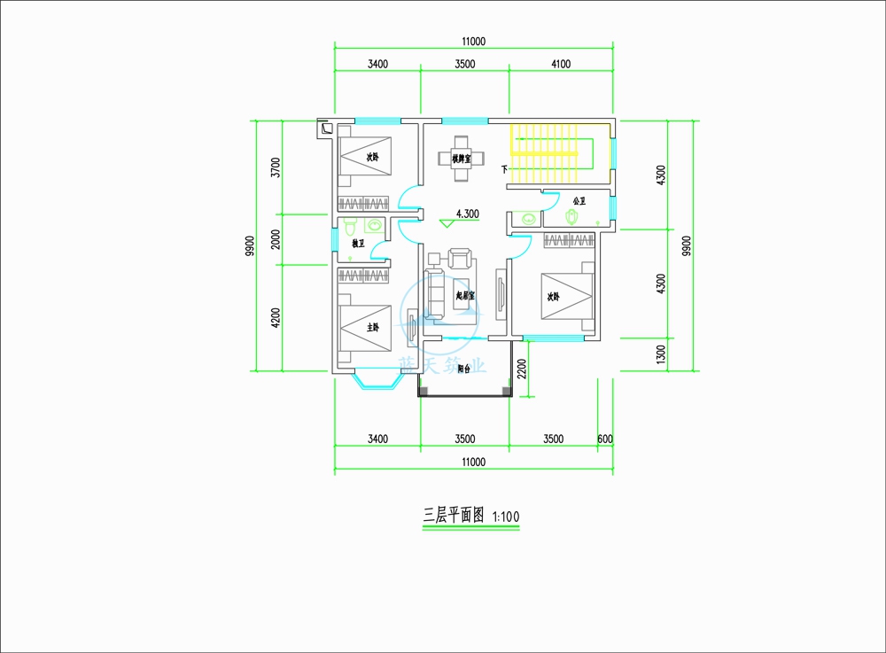 经典欧式三层自建别墅三层原创设计图纸