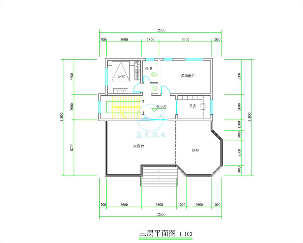 现代欧式三层自建别墅三层原创设计图纸