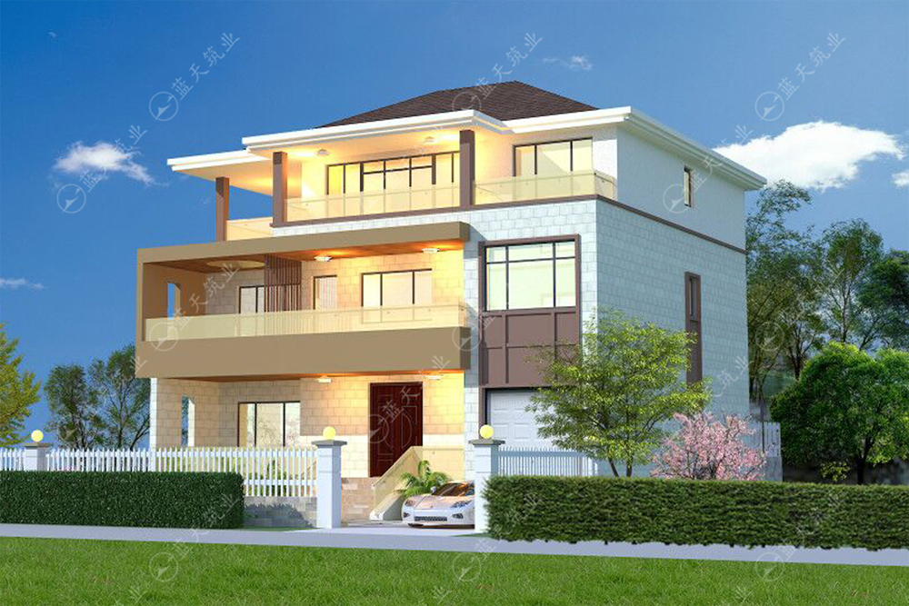 现代三层自建别墅效果图