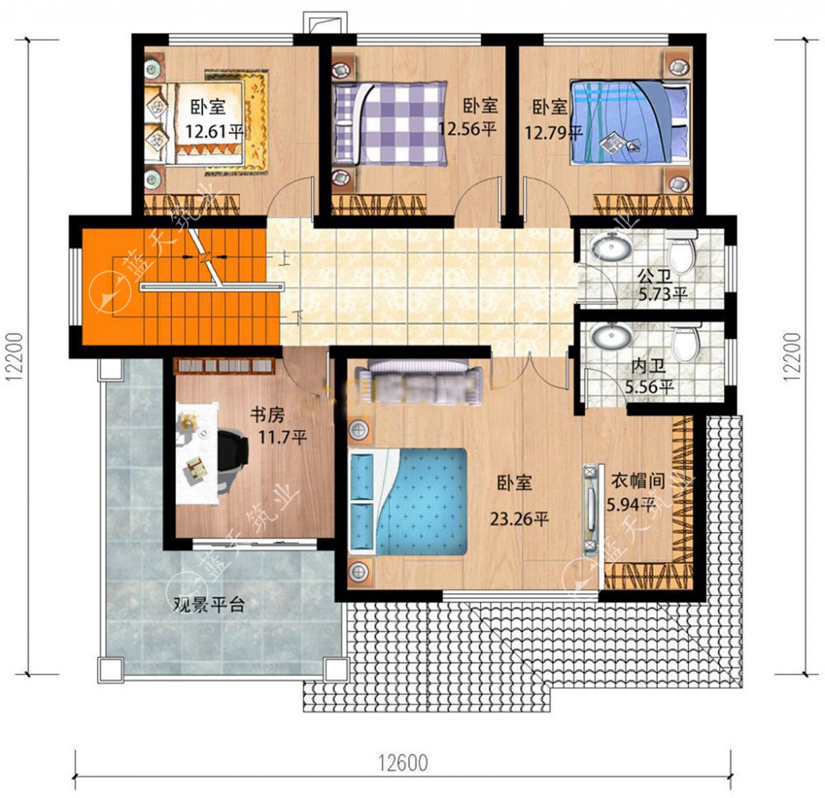 QH2023欧式面宽14米进深12米农村二层自建房图设计图纸效果图片大全 - 青禾乡墅科技