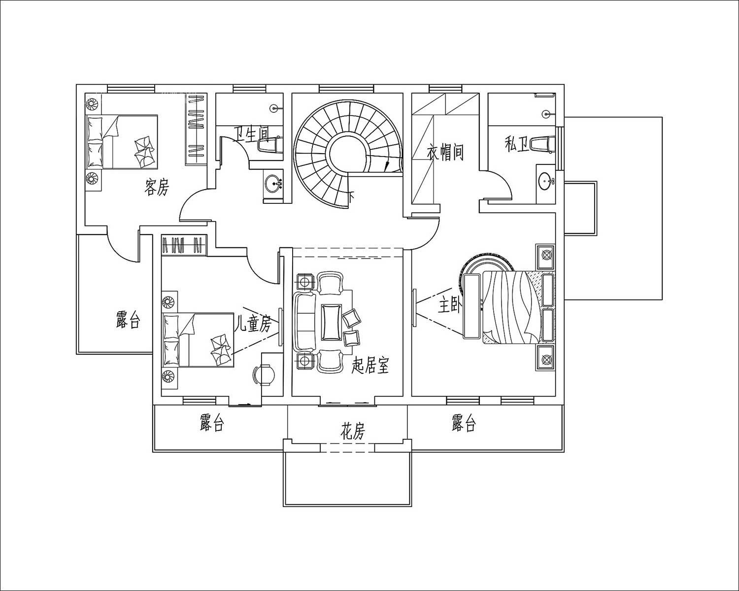 法式别墅二层布局图