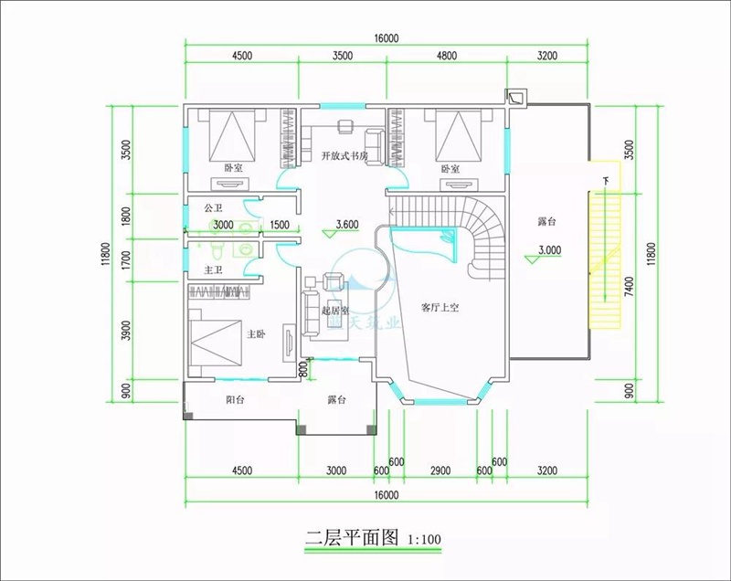 欧式两层自建房设计二层图纸