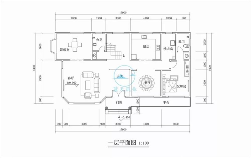 三层豪华欧式自建房设计一层图纸