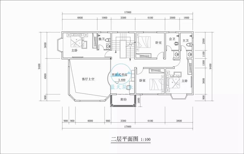 三层豪华欧式自建房设计二层图纸