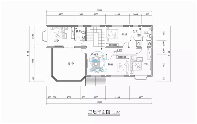 三层豪华欧式自建房设计三层图纸