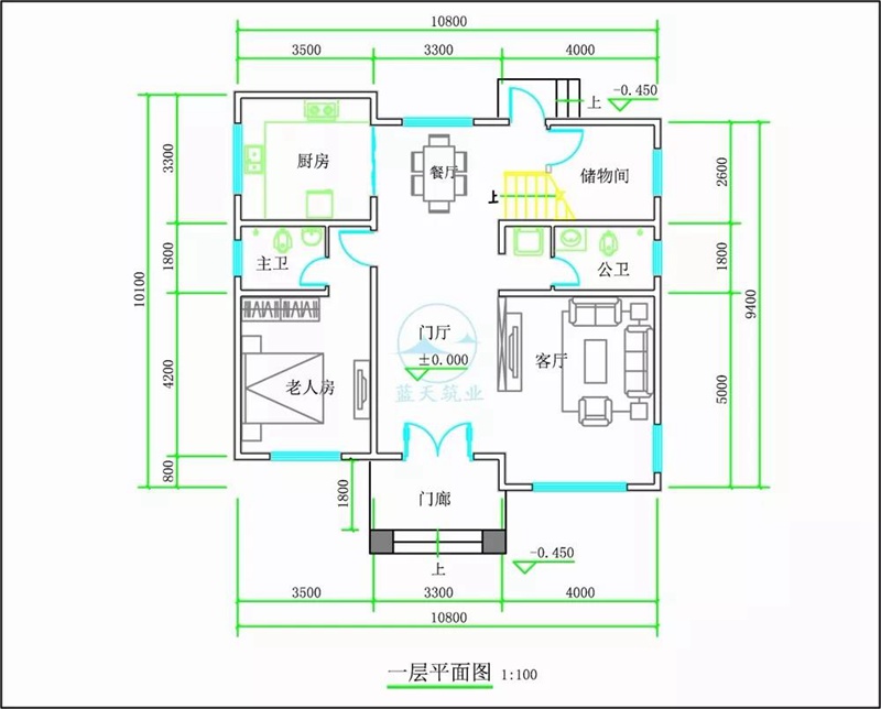 德阳经典欧式三层自建房设计一层图纸