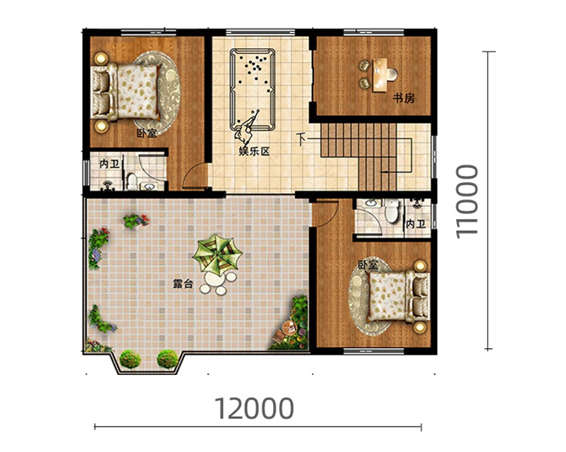 三层大露台欧式自建房设计图