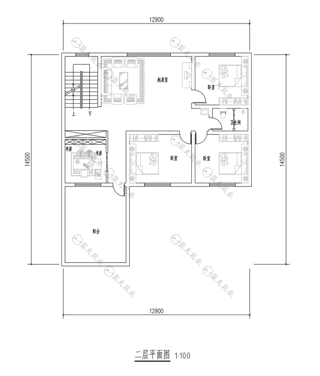 农村中式小院二层户型图