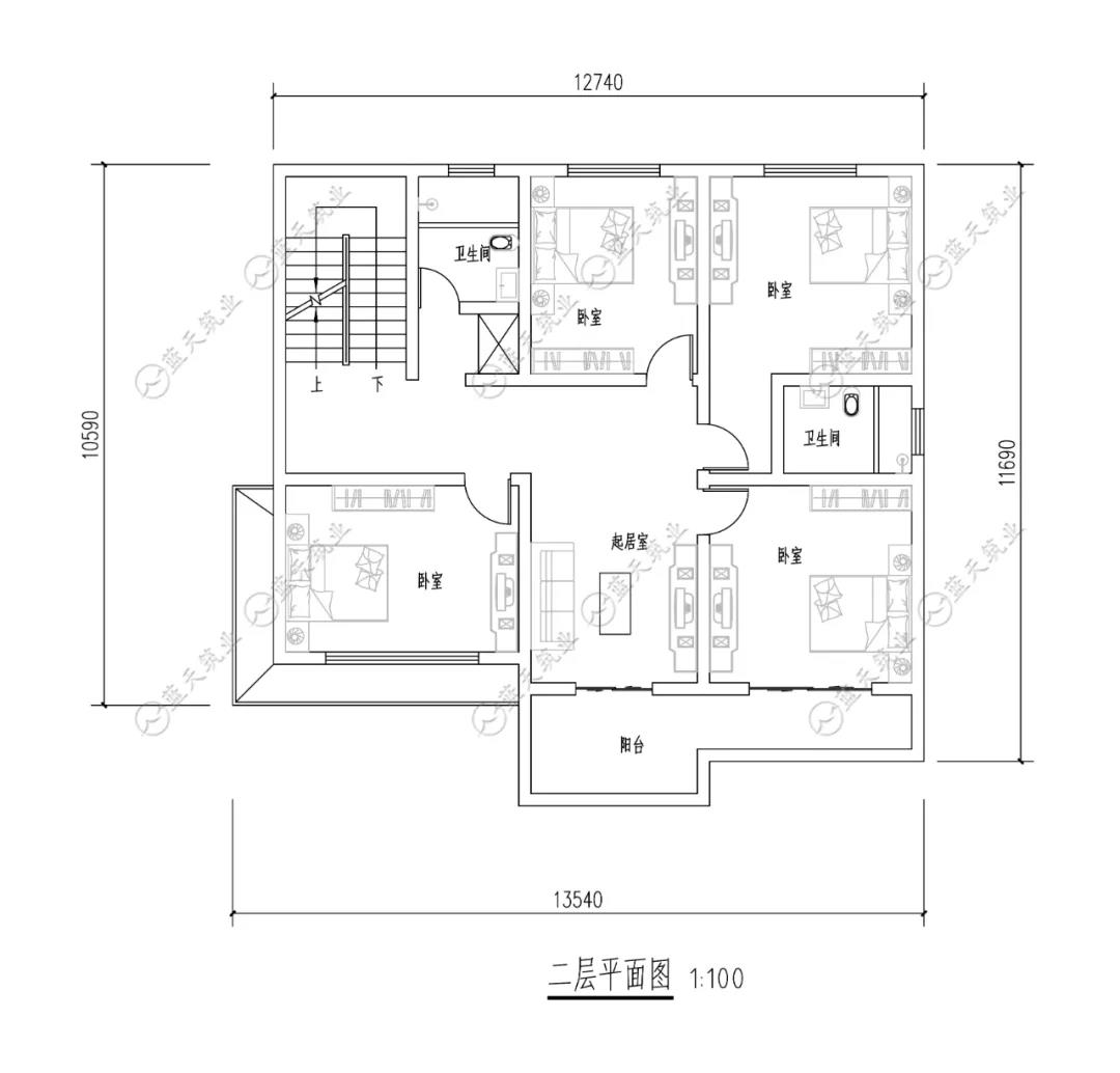 达州农村自建房二层布局图纸